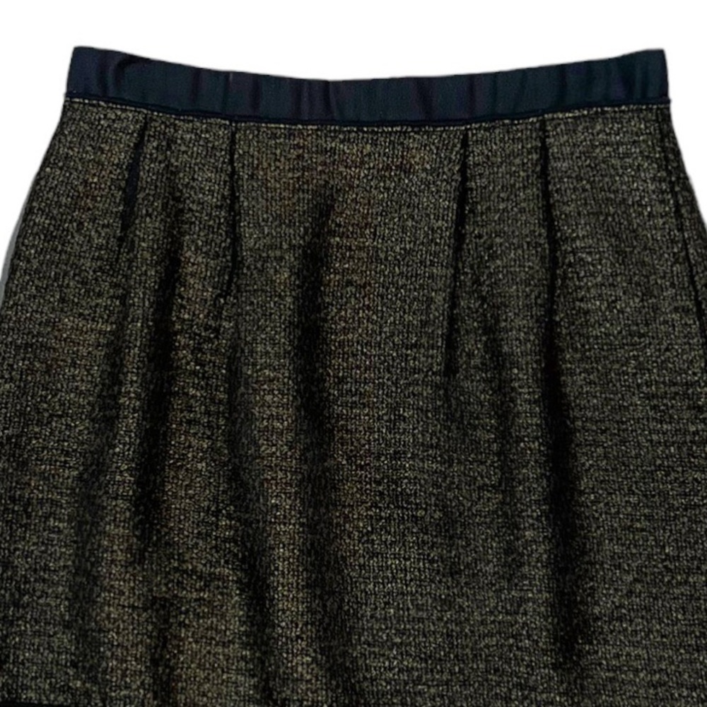 LOFT Ann Taylor Chiffon Overlay Tweed Skirt Size 6 Gold & Black - Picture 3 of 8